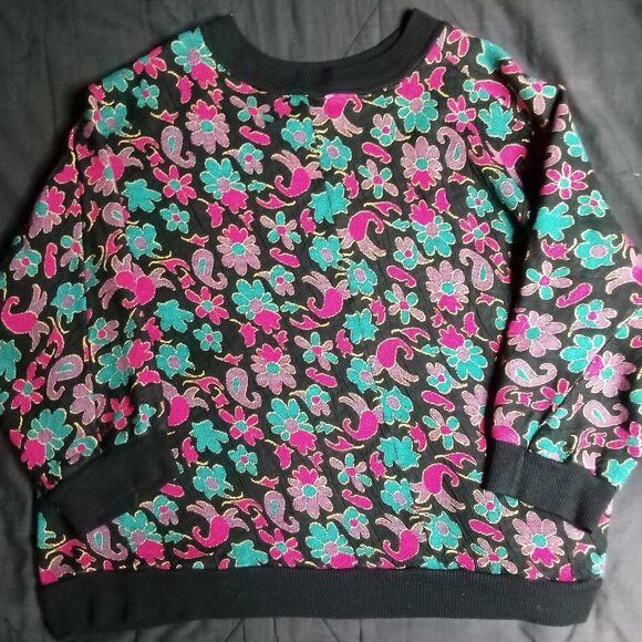 Other Vintage Loom Wear Floral AOP Crewneck Sweatshirt Size L / US 10 / IT 46 - 3 Thumbnail