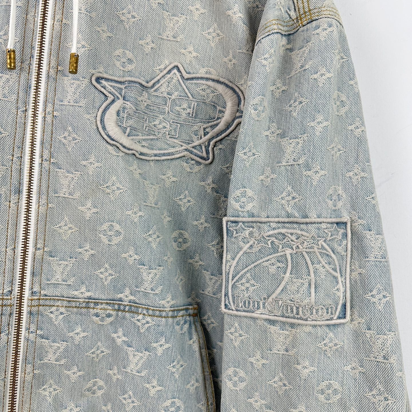 Louis Vuitton Louis Vuitton NBA Limited Full Logo Denim Jacket Size US XXS / EU 40 - 5 Thumbnail