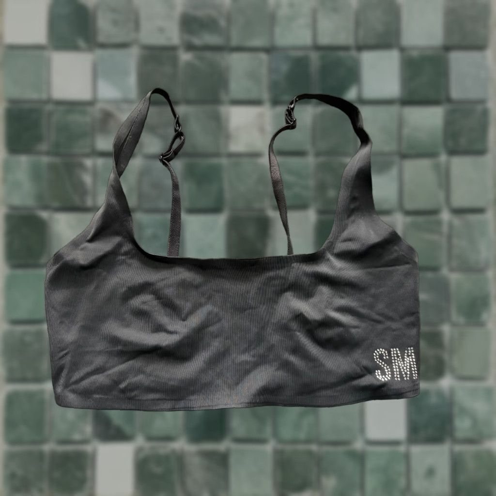 Steve Madden Steve Madden Bralette Bra Womens Large Black Beaded Non Padded Wireless Bralette Size ONE SIZE - 1 Thumbnail