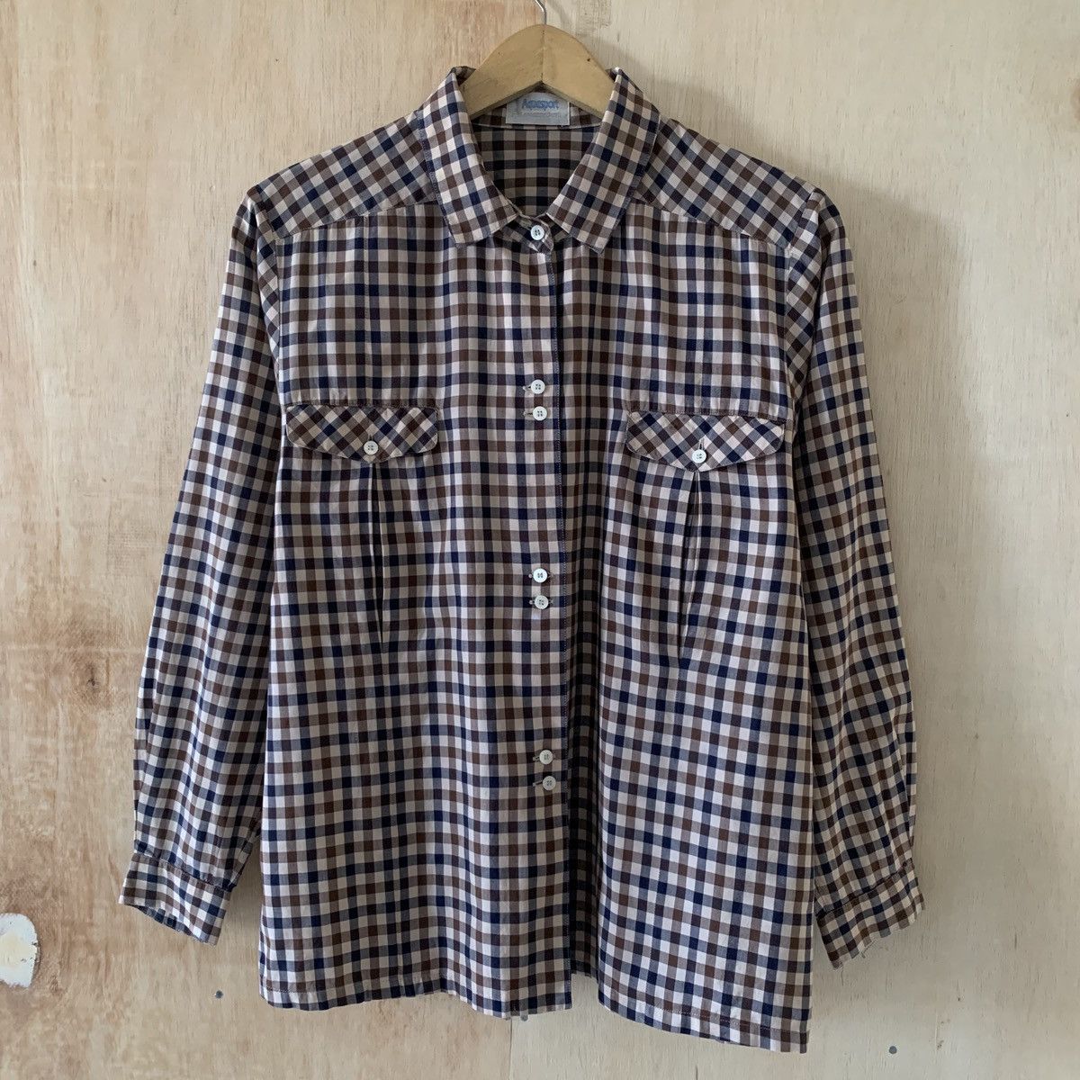 Aquascutum × Designer × Vintage Vintage 90s Aquasport Aquascutum Monogram Plaid Shirts Size L / US 10 / IT 46 - 1 Thumbnail