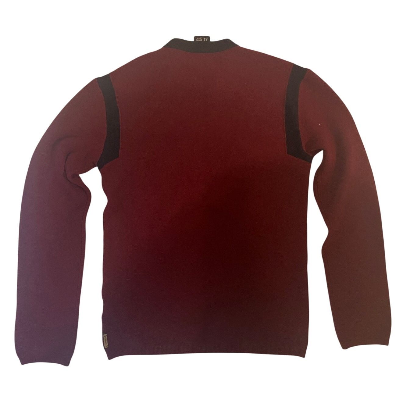 Armani AJ Armani Jeans Wool Sweater - Maroon & Navy - Size: L Size US L / EU 52-54 / 3 - 2 Thumbnail