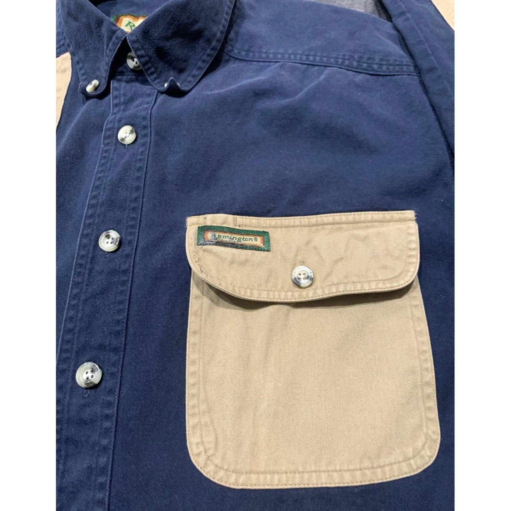 Vintage Remington Sport Shooter Shirt Mens Large Blue Tan Denim Vented Size US L / EU 52-54 / 3 - 3 Thumbnail