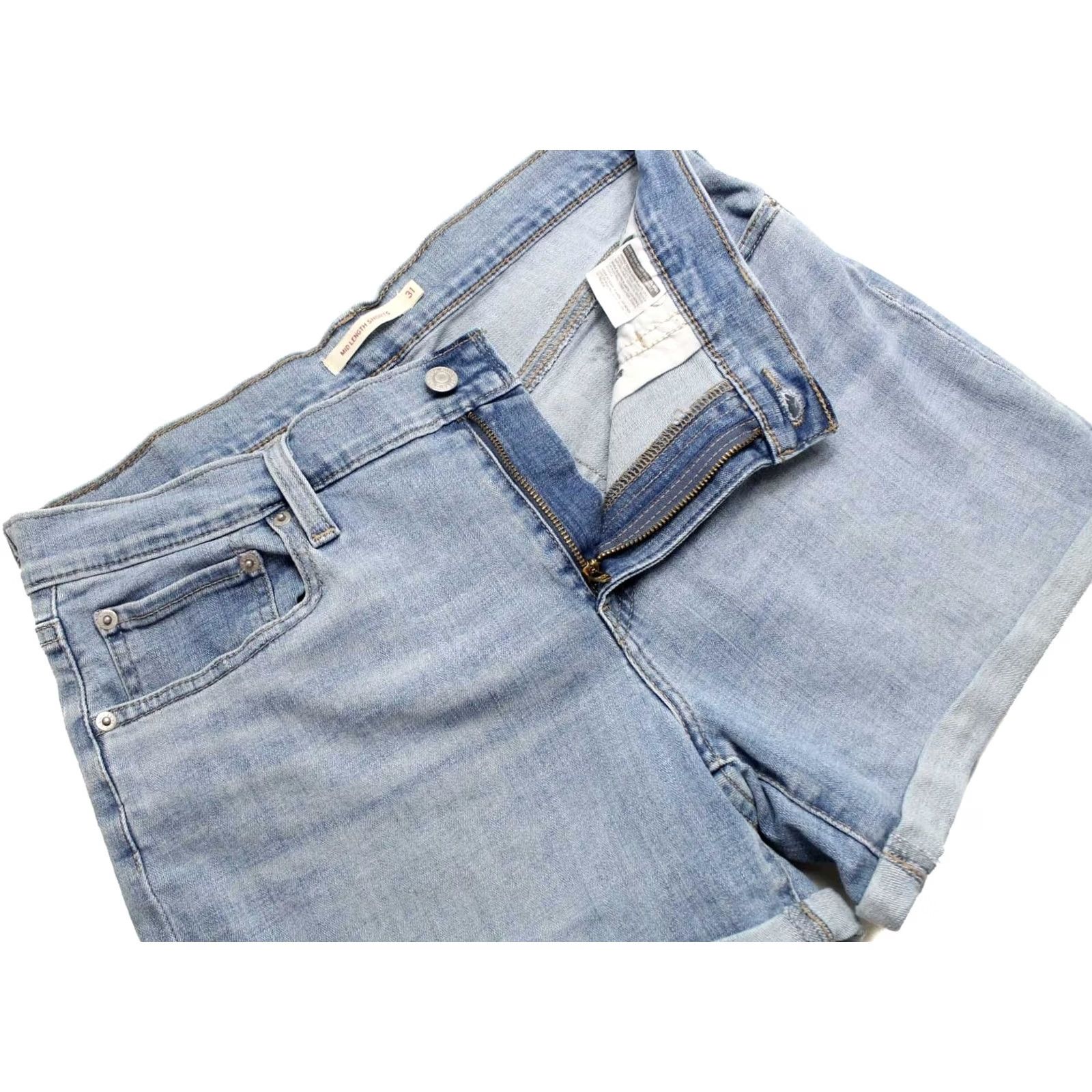 Levi's LEVI'S Mid-Length Shorts Women W31 Cuffed Faded Zip Fly Blue Size 24" / US 00 / IT 34 - 4 Thumbnail