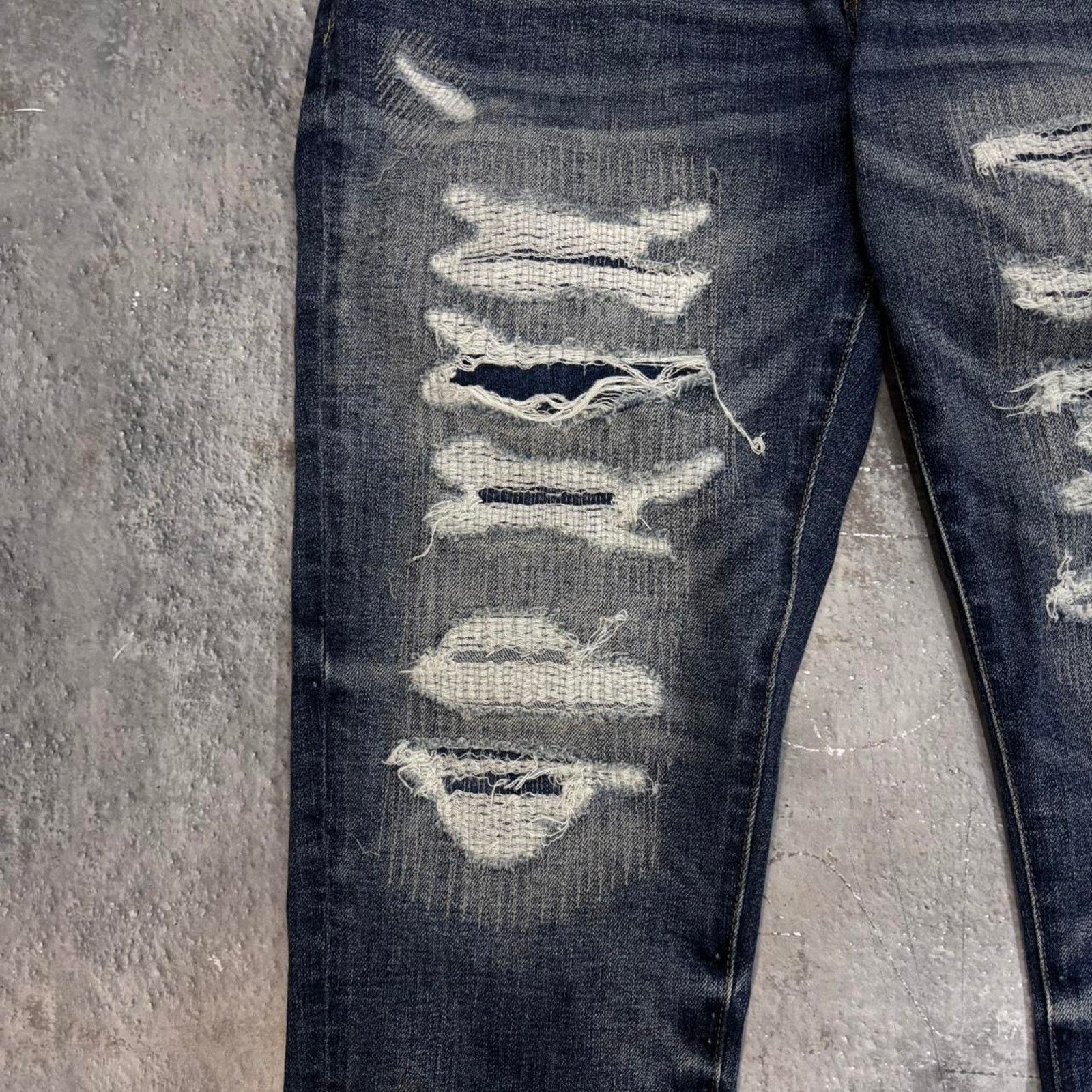 American Eagle Outfitters × Japanese Brand × Vintage Y2K Boro Overstitched American Eagle Jeans Distressed32 x 30 Size US 32 / EU 48 - 3 Thumbnail