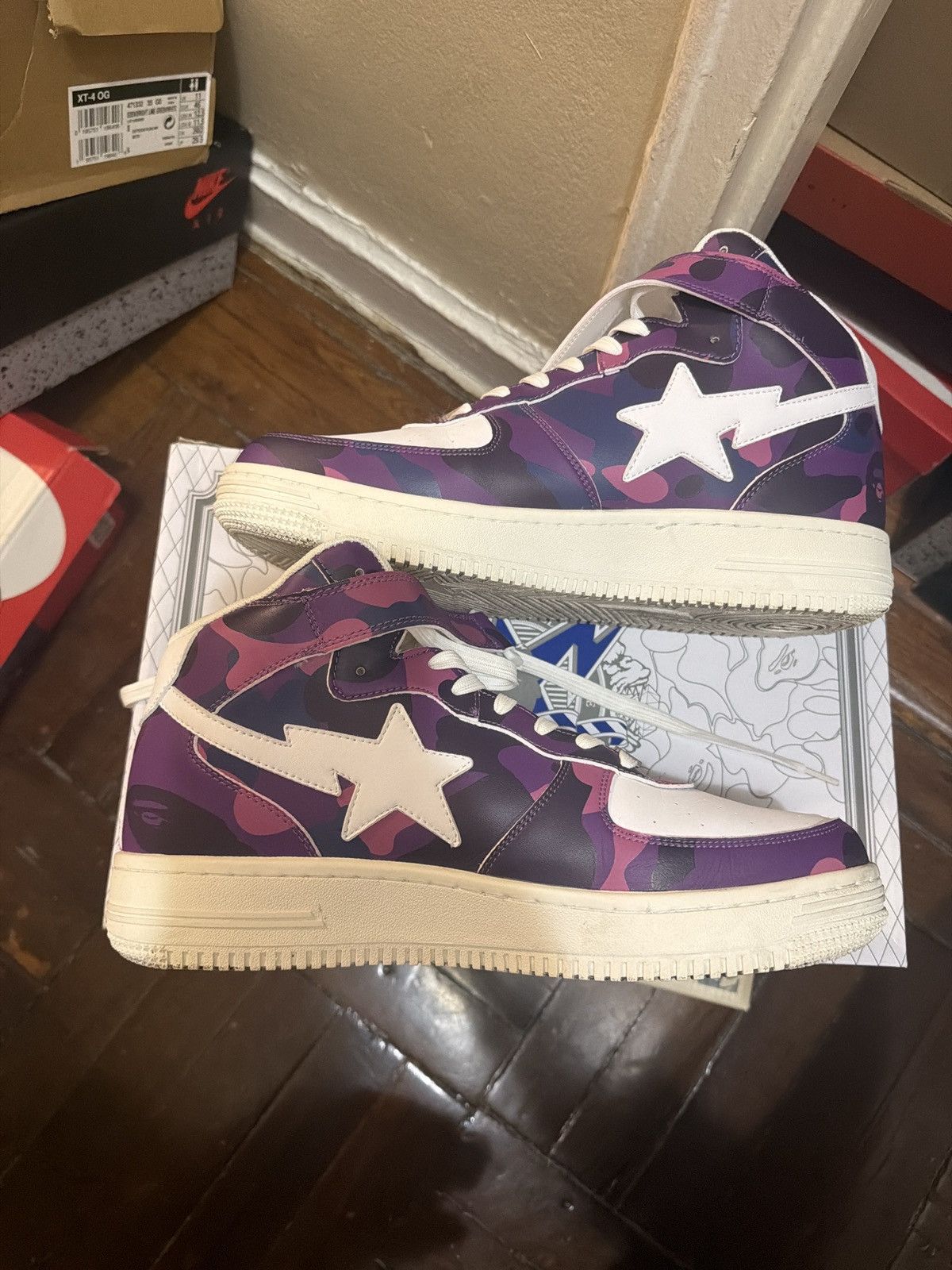 Bape purple camo bapesta
