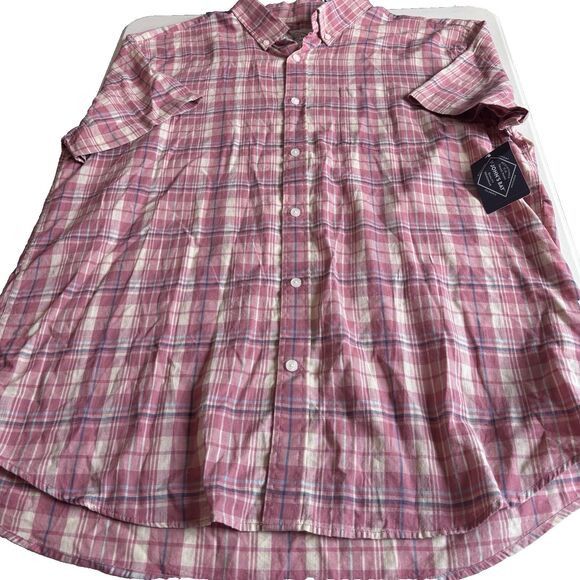 St. Johns Bay St John' Bay Men Pink Plaid Button Up Short Sleeve Shirt XL Size US XL / EU 56 / 4 - 8 Thumbnail