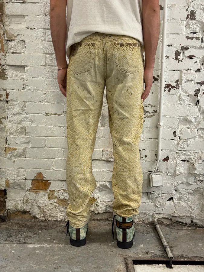 Roberto Cavalli 2000s Roberto Cavalli Wicker Basket Gradient Print Beige Pants Size US 31 - 4 Thumbnail