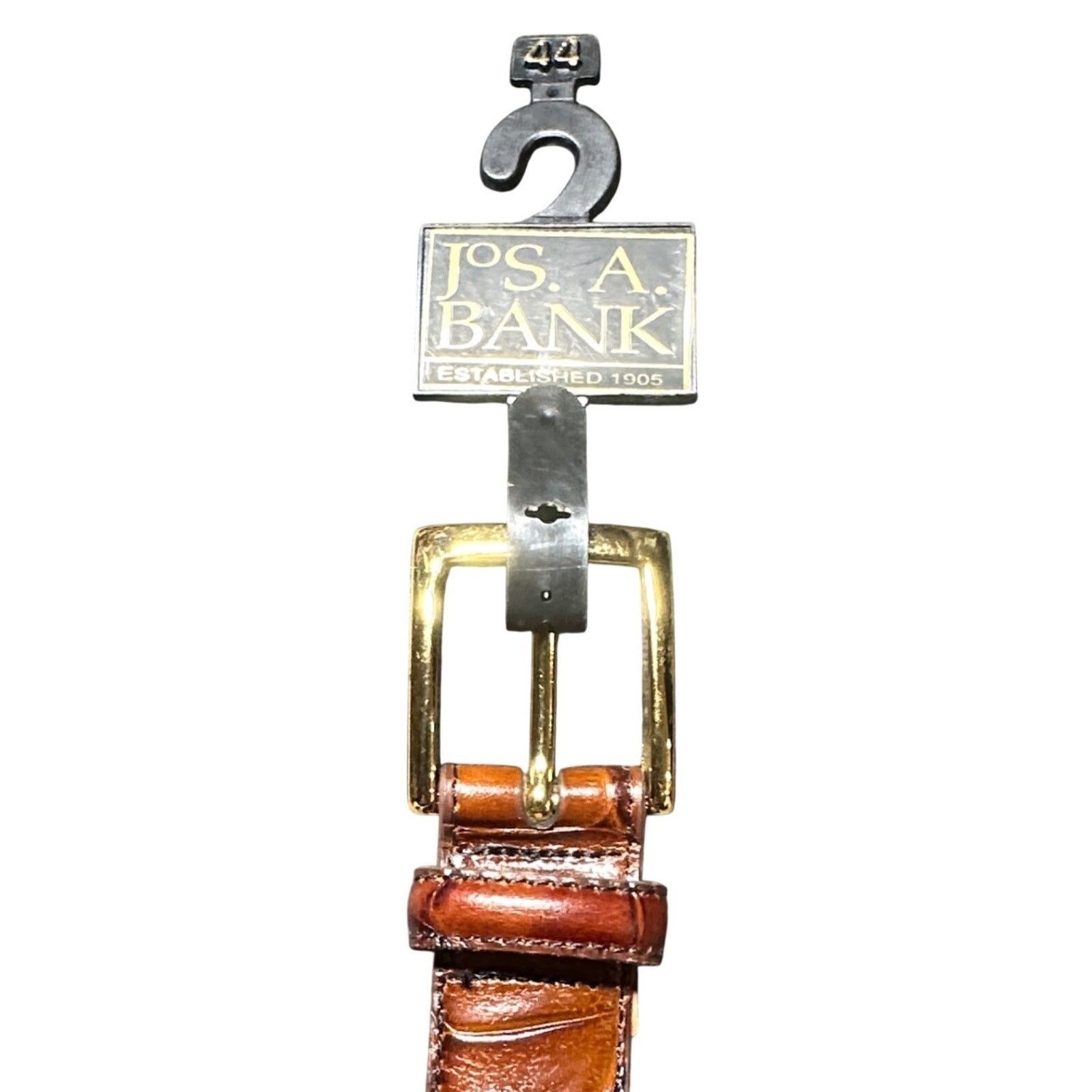 Jos. A. Bank Jos A Bank Brown Crocodile Leather Belt Gold Buckle Size 44 Size 44 - 2 Thumbnail