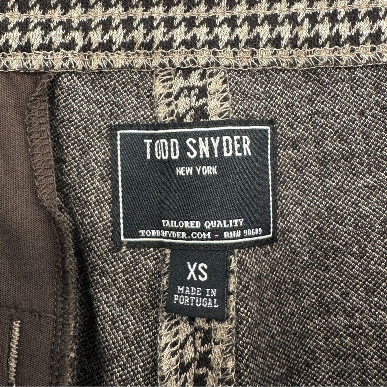 Todd Snyder Gray Brown Wool Houndstooth Pant - Double Knit Pants Size US 28 / EU 44 - 7 Thumbnail