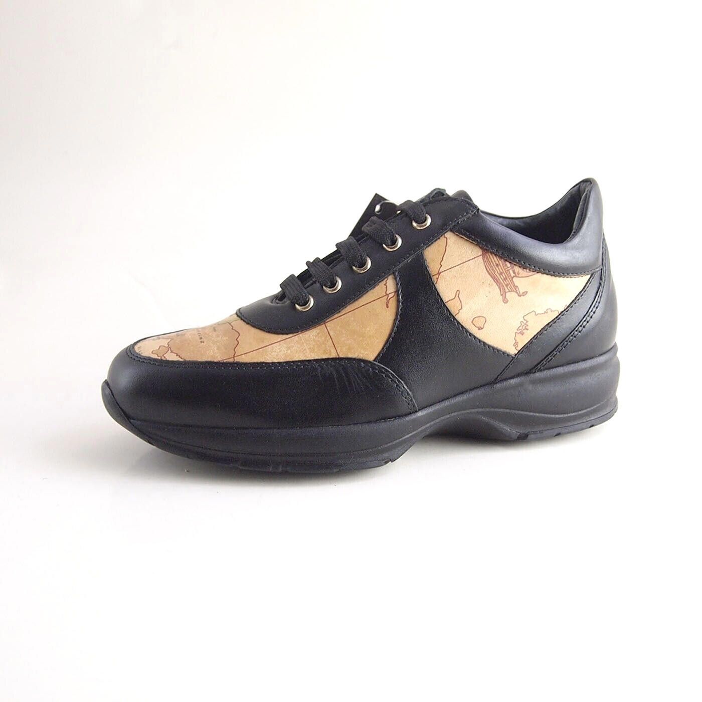 Alviero Martini Alviero Martini Sneakers Black Leather Map Print EU 36 US 6 Size US 6 / IT 36 - 1 Thumbnail