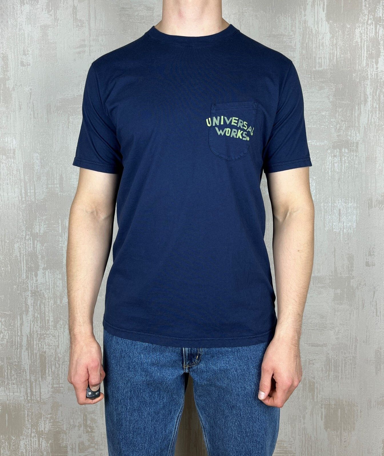 Universal Works Universal Works Print Pocket Men's T-shirt Size L Navy Blue Size US L / EU 52-54 / 3 - 3 Thumbnail