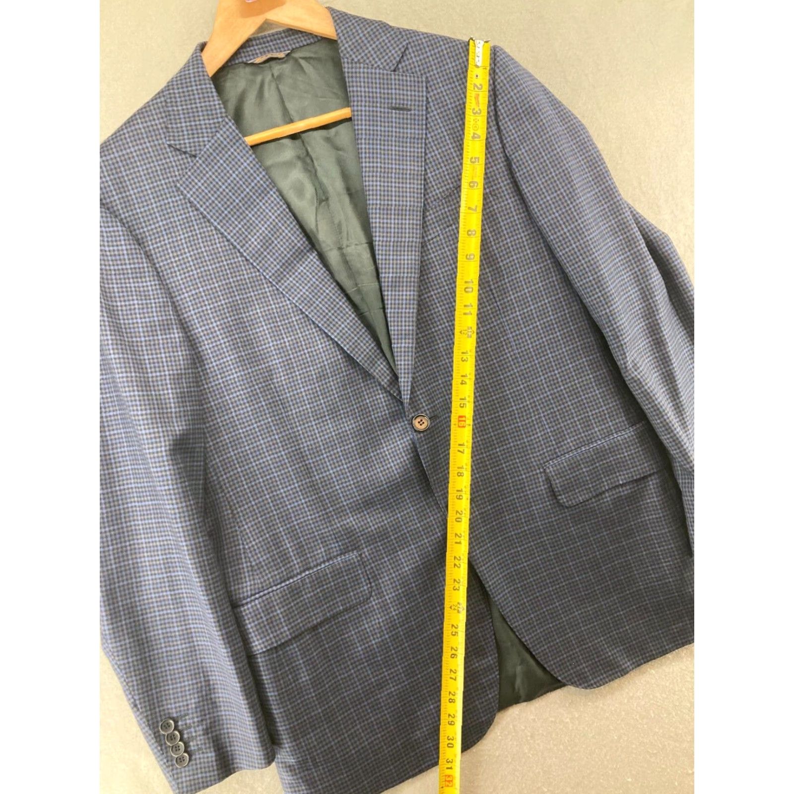 Vintage Trussini E Thomas Mens Suit Jacket 42 Blue Plaid - 90s Business Notch Lapel, Single-Breasted, Blue, 42, Regular, Mens, Italy Made Size 42R - 5 Thumbnail