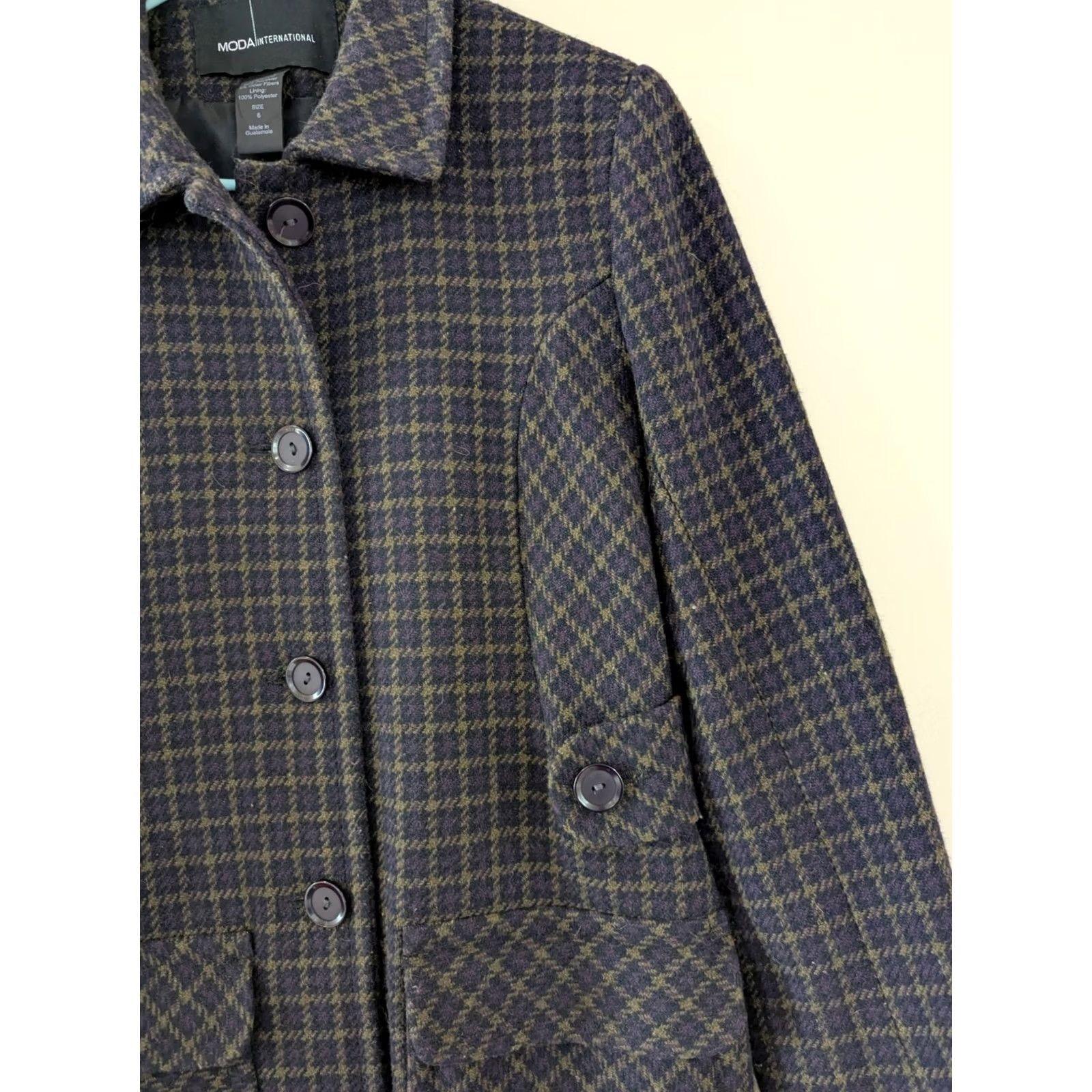 Vintage VINTAGE Moda International Pea Coat Wool Blend Jacket Plaid Women's Size 6 Black Wool Lining Pockets Collared Long Coat Button Regular Women Size M / US 6-8 / IT 42-44 - 7 Thumbnail