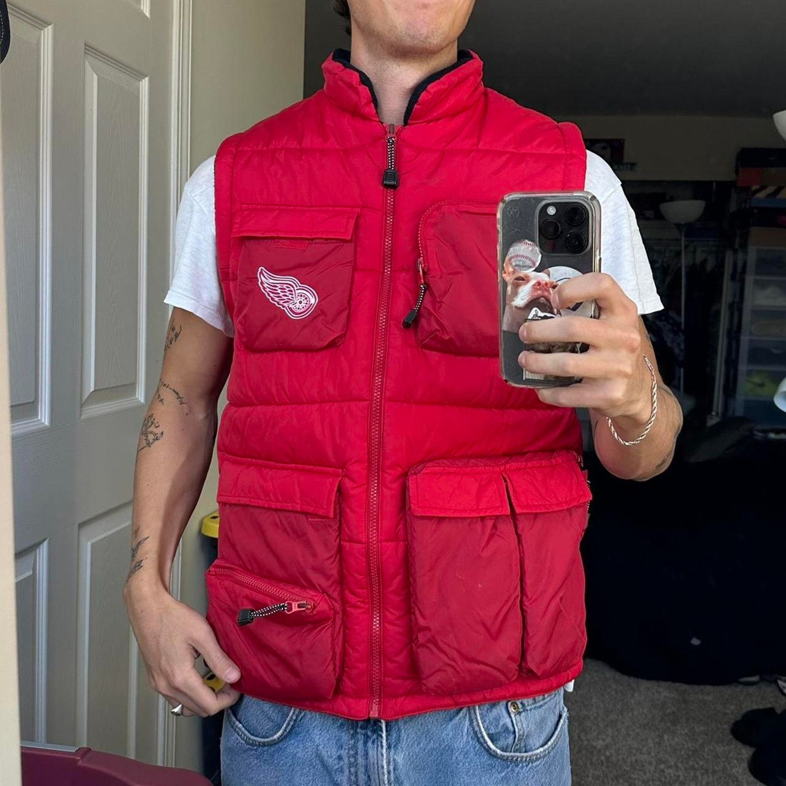 Puma × Vintage Vintage 90s 00s Detroit Red Wings NHL Down Puffer Vest Size US S / EU 44-46 / 1 - 1 Thumbnail
