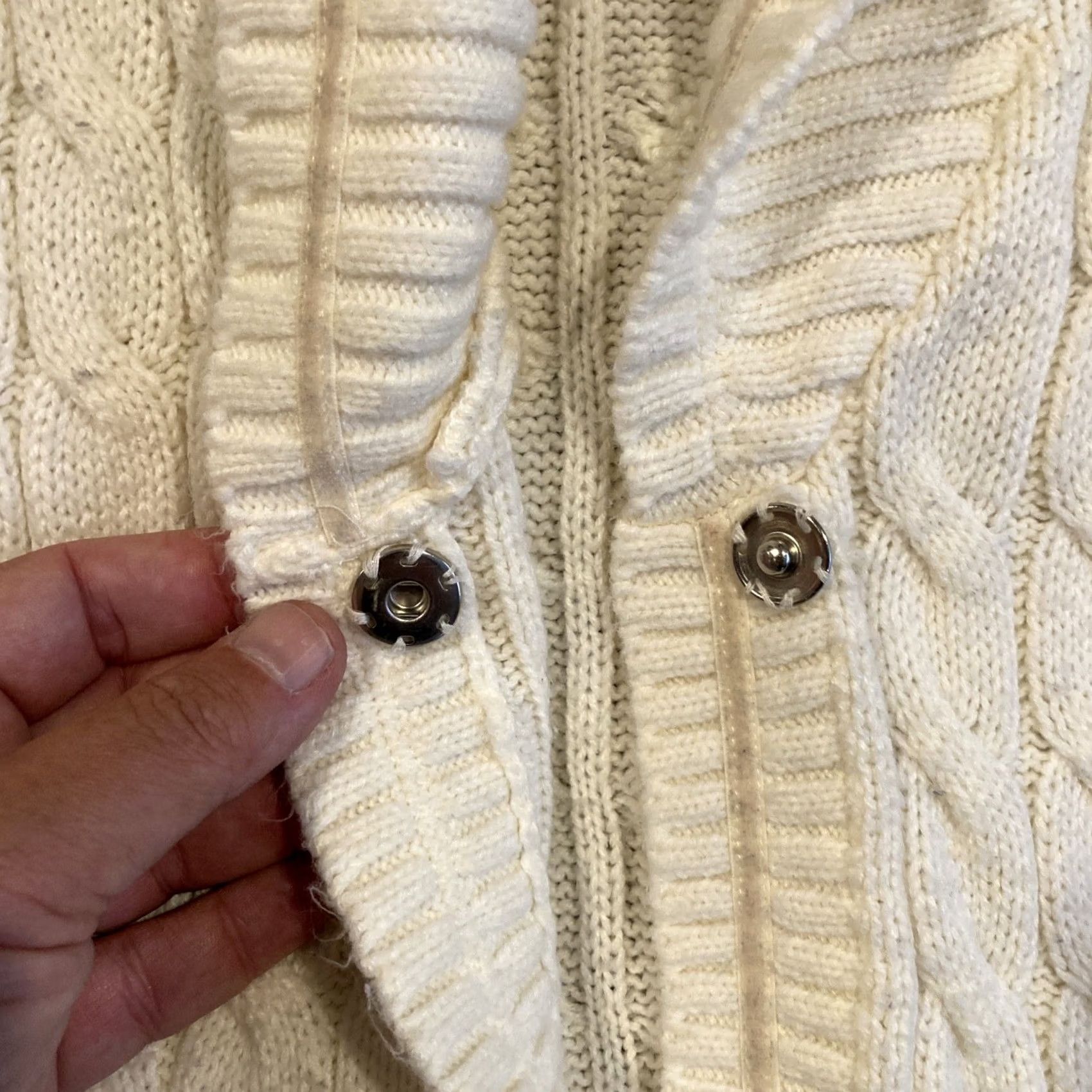 Vintage Sybelle Women's Cable-Knit Cardigan Sweater XL Ivory Button Closure Size XL / US 12-14 / IT 48-50 - 3 Thumbnail