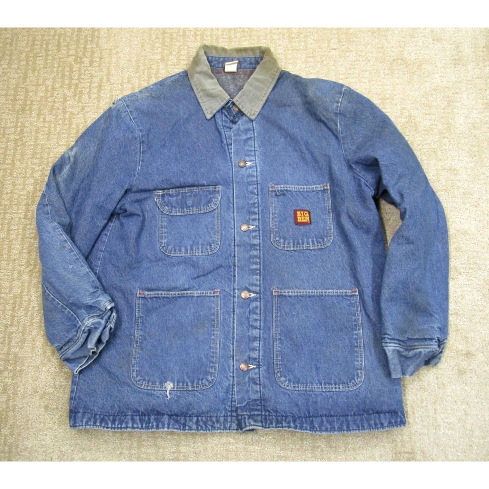 Denime VINTAGE Big Ben Denim Jacket Men XL Blue Chore Barn Coat 90s USA Jacket Size US XL / EU 56 / 4 - 2 Thumbnail