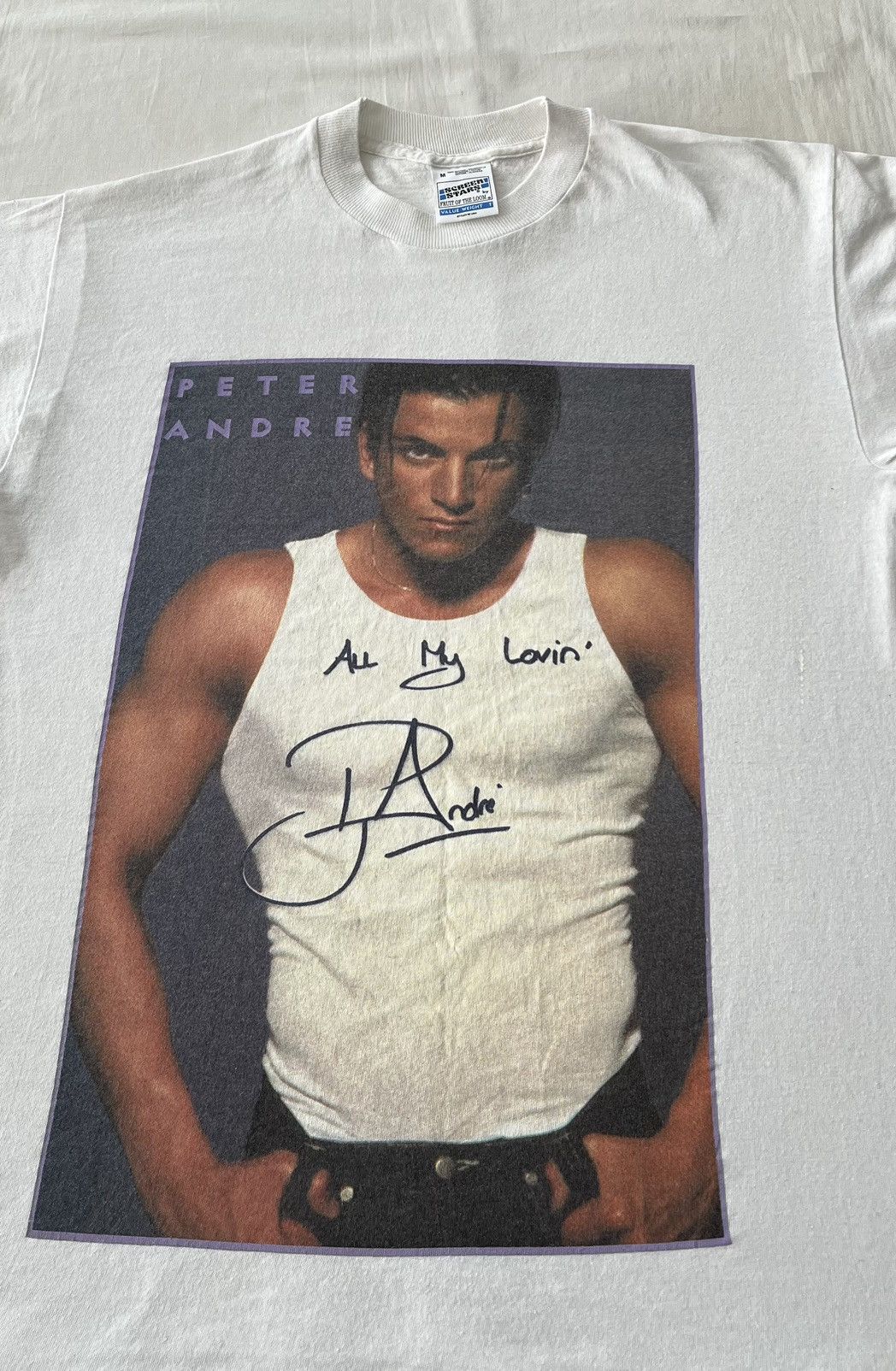 Band Tees Vintage 90s Peter Andre Pop Music White T-shirt Size US M / EU 48-50 / 2 - 3 Thumbnail