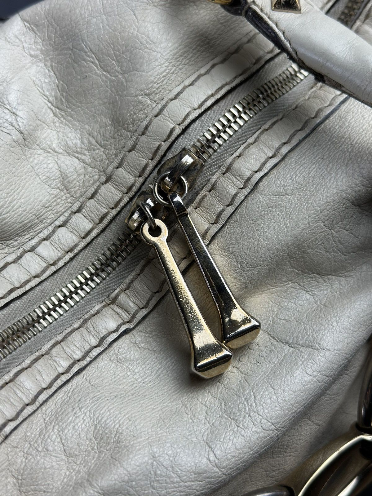 Gucci Gucci Ivory Leather Horsebit Nail Medium Tote Boston Bag Size ONE SIZE - 11 Thumbnail