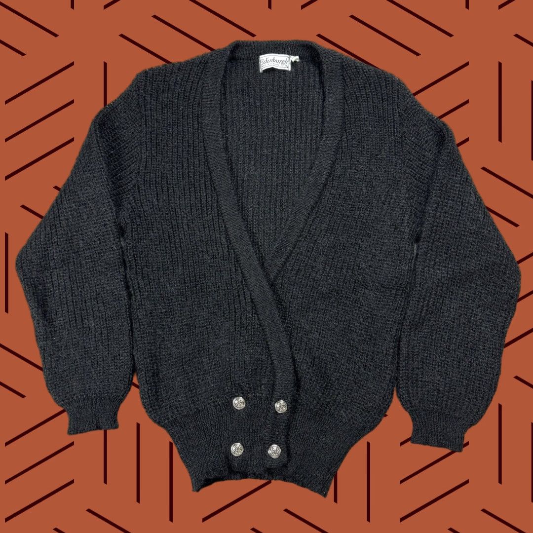 Vintage VINTAGE EDINBURGH SCOTLAND MOHAIR BLEND FUZZY SHAGGY CARDIGAN M 38/40 BLACK 80s 90s Unisex Size M / US 6-8 / IT 42-44 - 1 Thumbnail