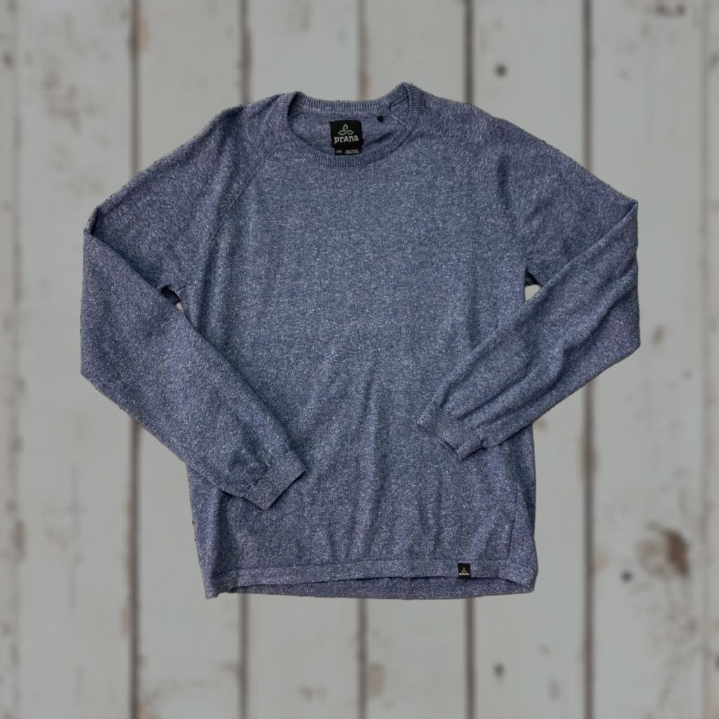 Prana prAna Crew Sweater Mens L Blue Anchor Heather Sustainable Minimalist Knit Pullover Size US L / EU 52-54 / 3 - 1 Thumbnail