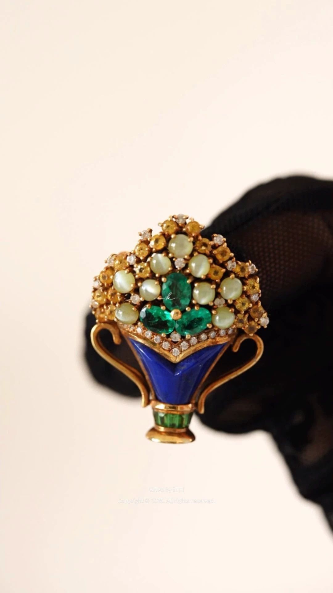 Other Vintage 18K Gold Multi-Gemstone Floral Basket Brooch Size ONE SIZE - 1 Thumbnail