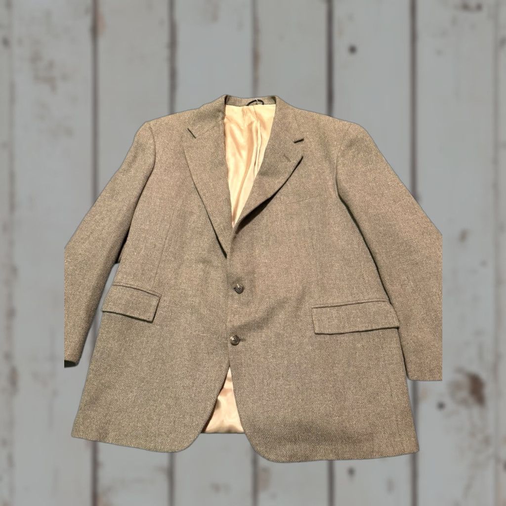 Polo Ralph Lauren VINTAGE Polo Ralph Lauren Blue Label Blazer Jacket 46R Tweed Wool Tan Sport Coat Men M Size US XXL / EU 58 / 5 - 1 Thumbnail