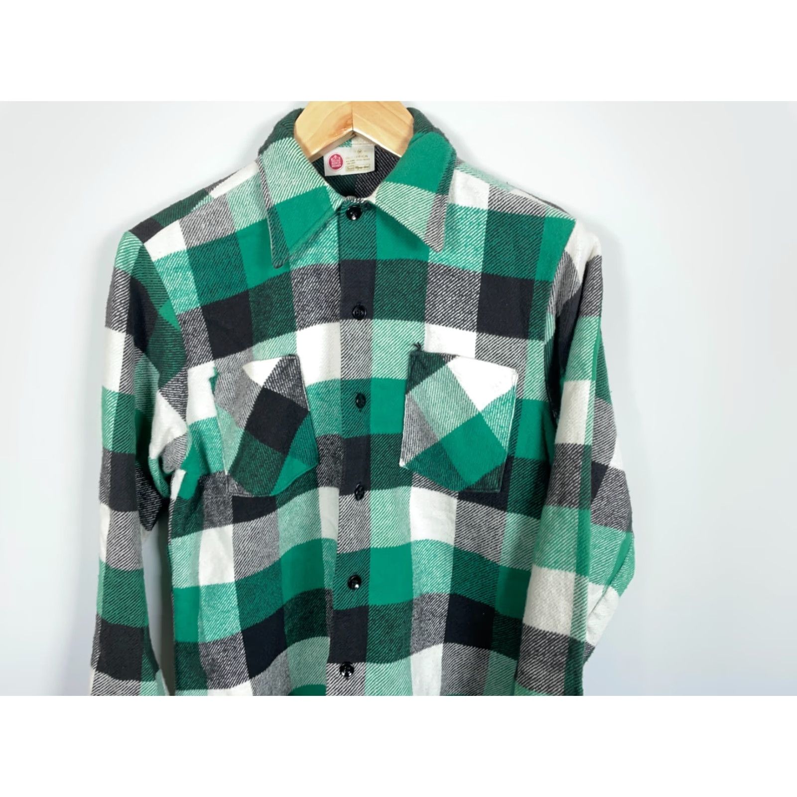Vintage VINTAGE Kings Road Shirt 70s Grunge Plaid Flannel Workwear Men M Green Black Long Sleeve Button-Up Casual 100% Cotton Shirt Mens Regular Fit Size US M / EU 48-50 / 2 - 4 Thumbnail