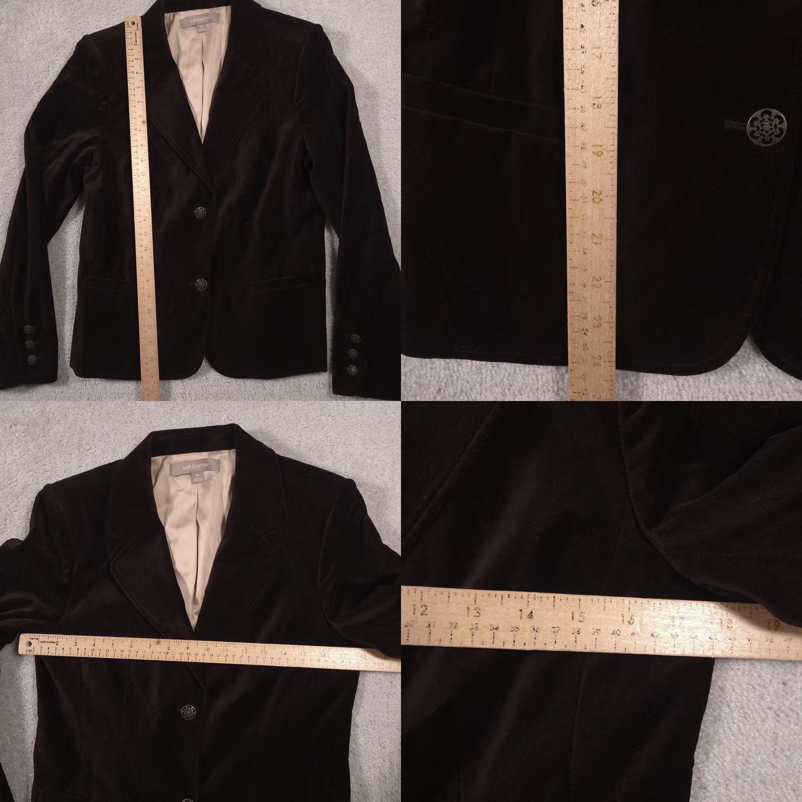 Croft & Barrow Croft & Barrow Womens Blazer 10 Brown Velvet Two Button Lined Career Jacket Size L / US 10 / IT 46 - 8 Thumbnail