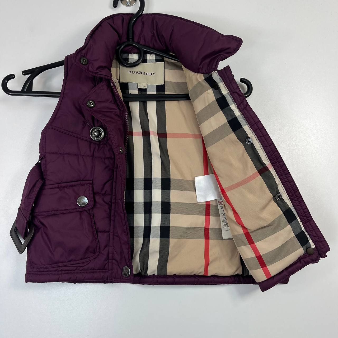 Burberry Burberry Quilted Puffer Vest Burgundy Belted Nova Check Size XXS / US 00 / IT 34 - 2 Thumbnail