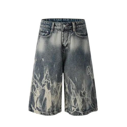 Japanese Brand × Jean Trendy punk tie-dye men's gradient washed denim shorts Size US 34 / EU 50 - 1 Thumbnail