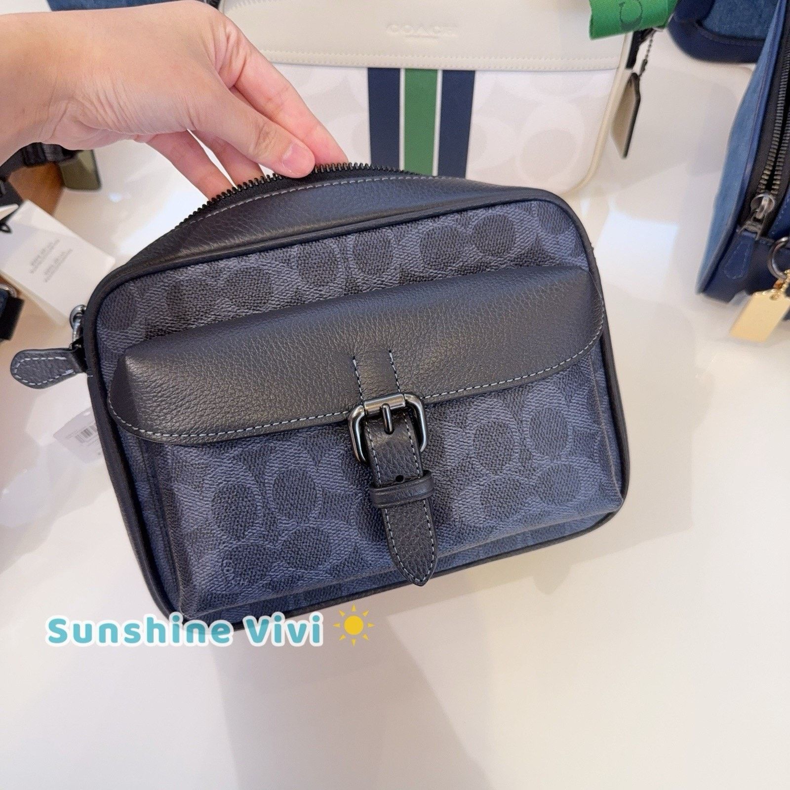 Coach NWT Coach Men Warner Crossbody Bag Denim/Midnight Navy CW217 Size ONE SIZE - 1 Thumbnail
