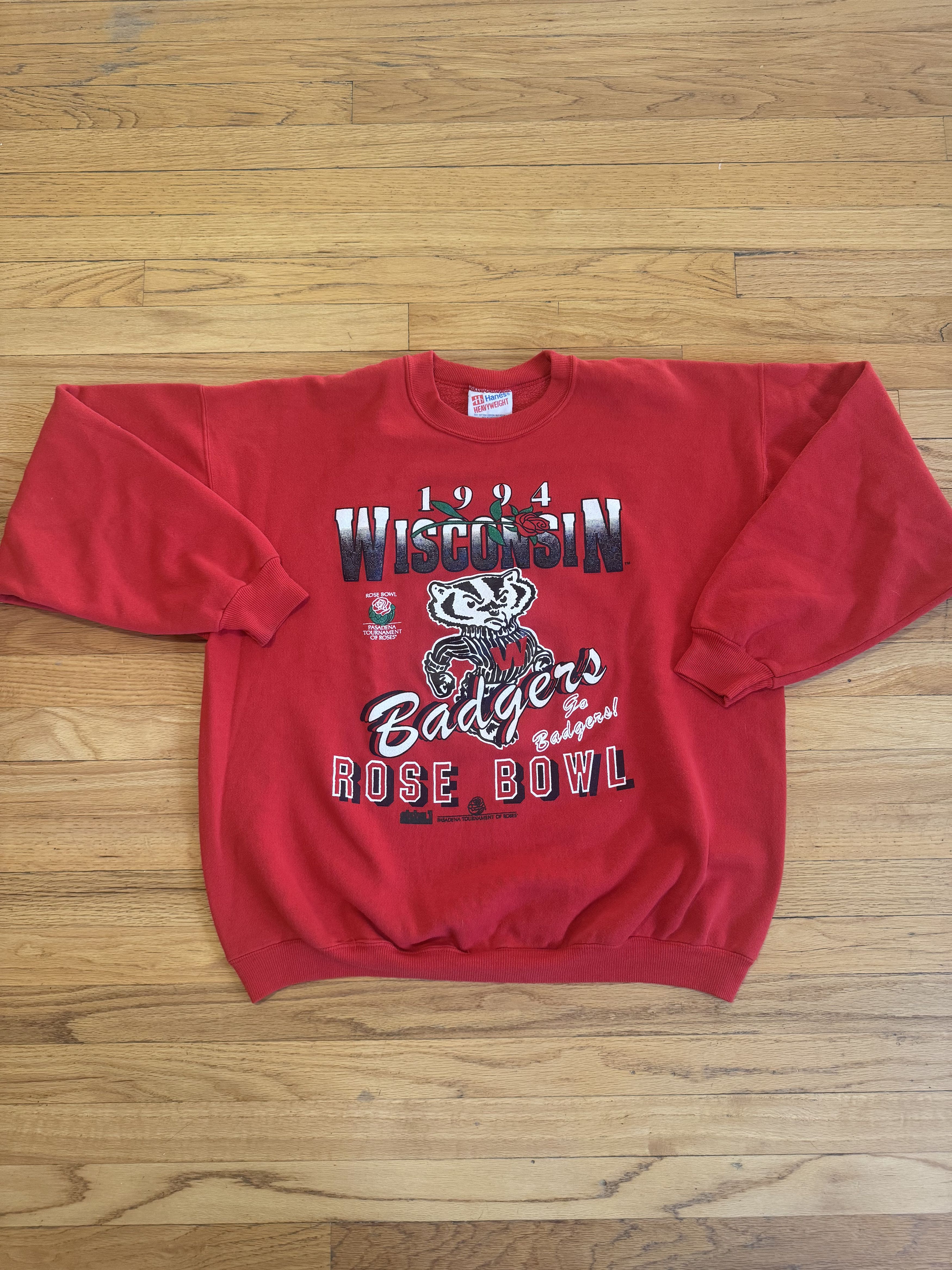 Hanes Vintage Wisconsin Badgers 1994 Rose Bowl Crewneck UW Madison Size US XL / EU 56 / 4 - 2 Thumbnail