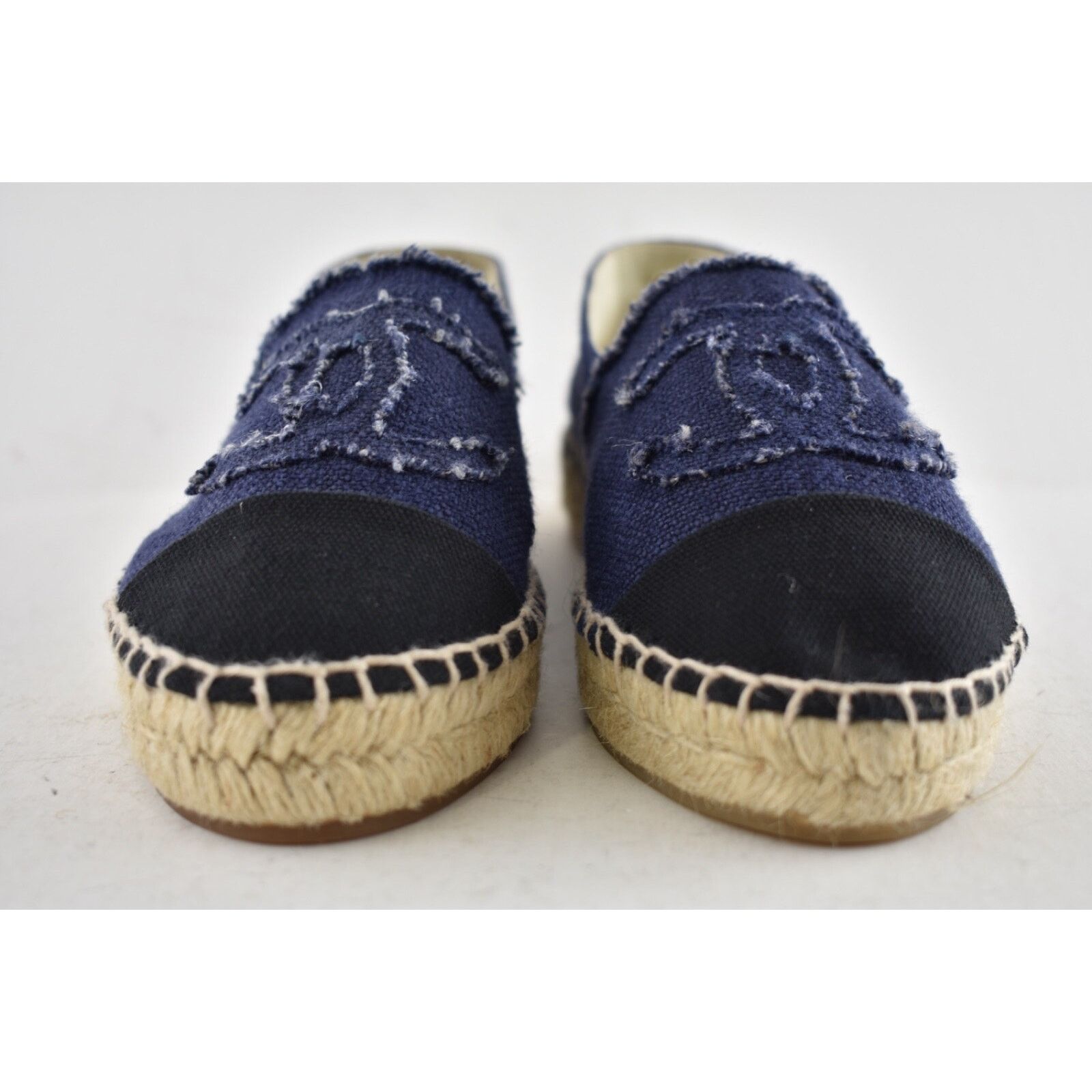 Chanel Chanel REV Blue Black Linen Canvas CC Logo Double Sole Size US 7 / IT 37 - 7 Thumbnail