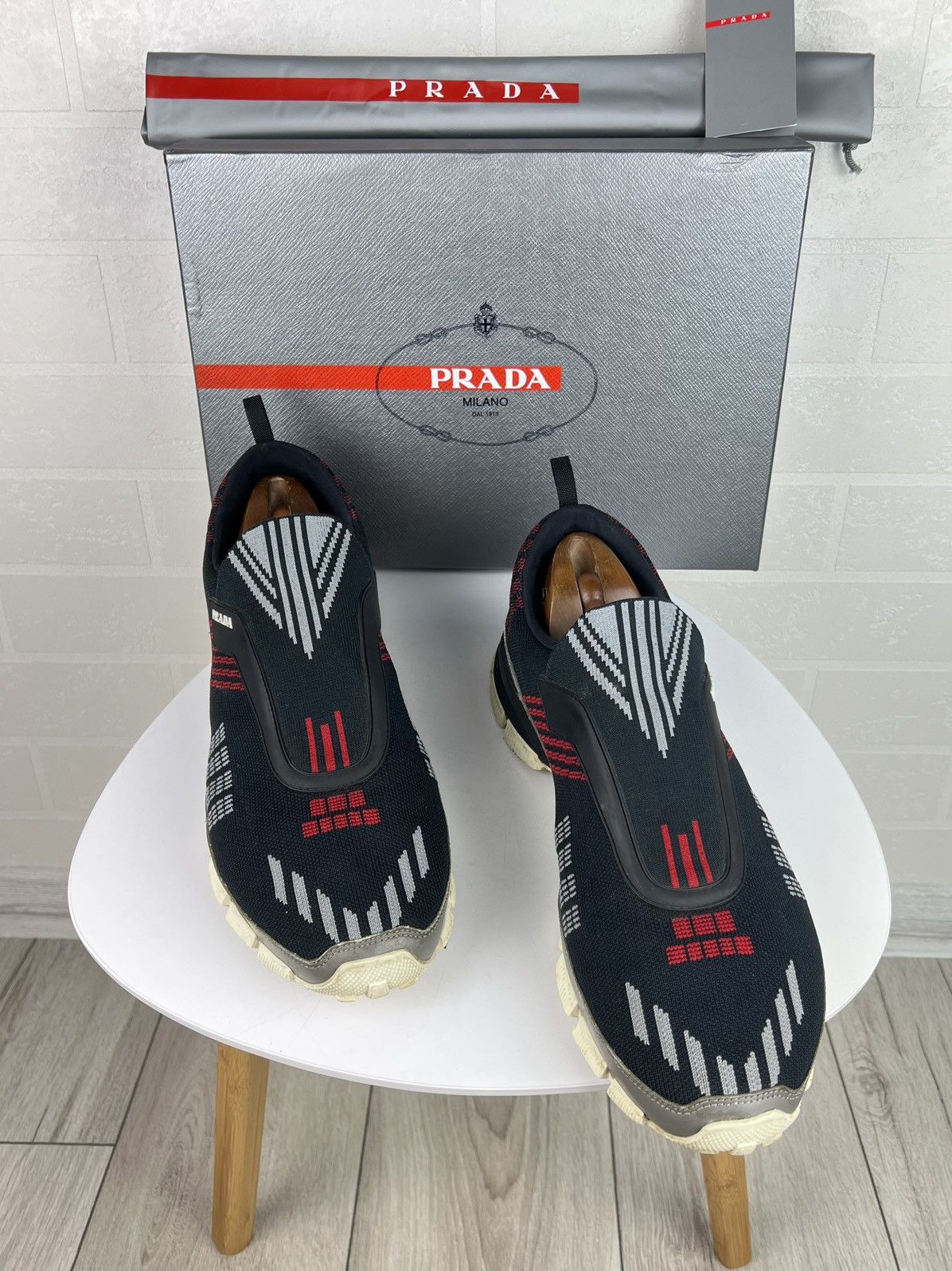 Prada PRADA MILANO Sneakers Low Top CROSSECTION Knit Pattern Shoes Size US 12 / EU 45 - 1 Thumbnail