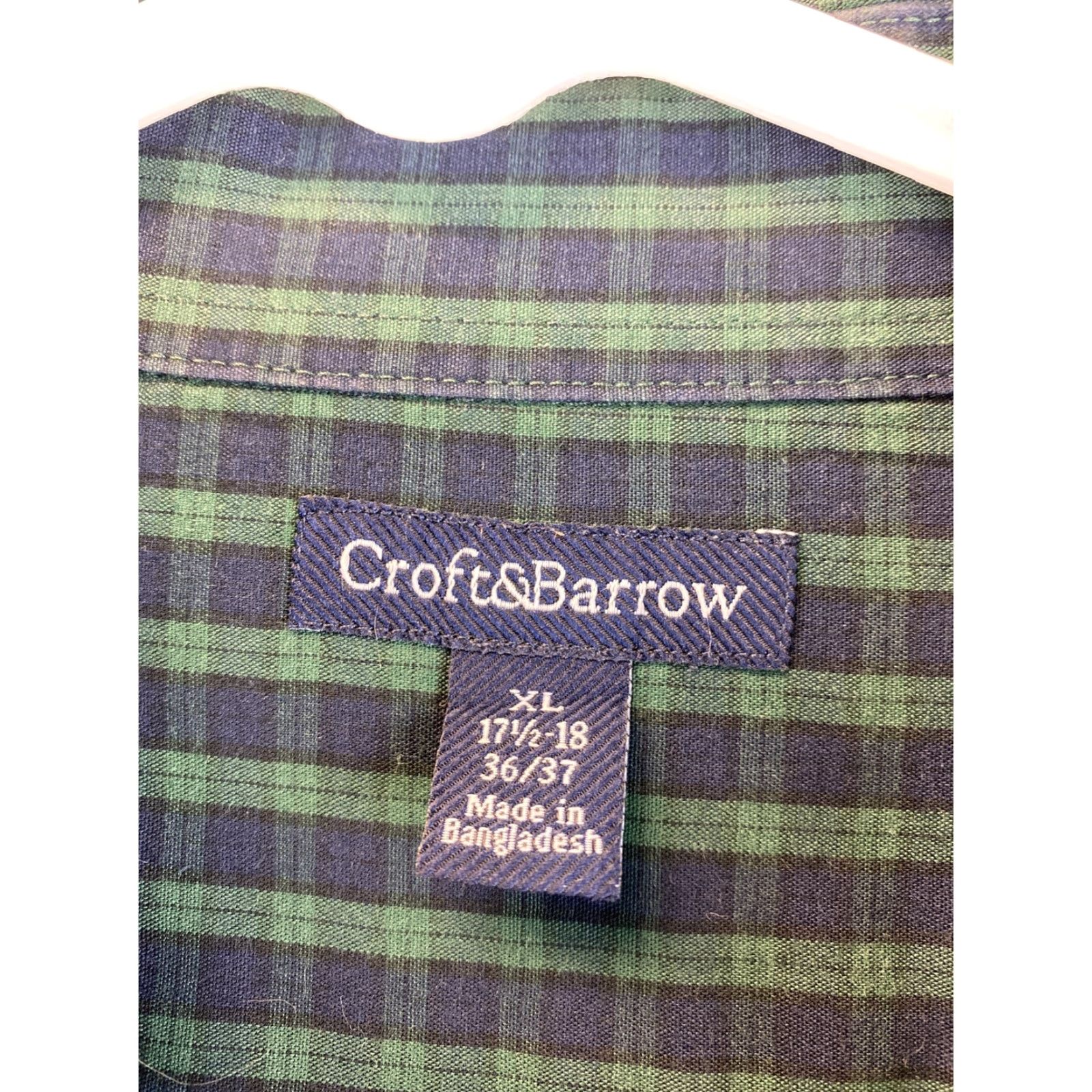 Croft & Barrow Vintage Croft & Barrow Men’s Dress Shirt Cotton Check Pattern Collared Button-Down Casual Business Green Blue 17.5 Regular Size 46R - 4 Thumbnail