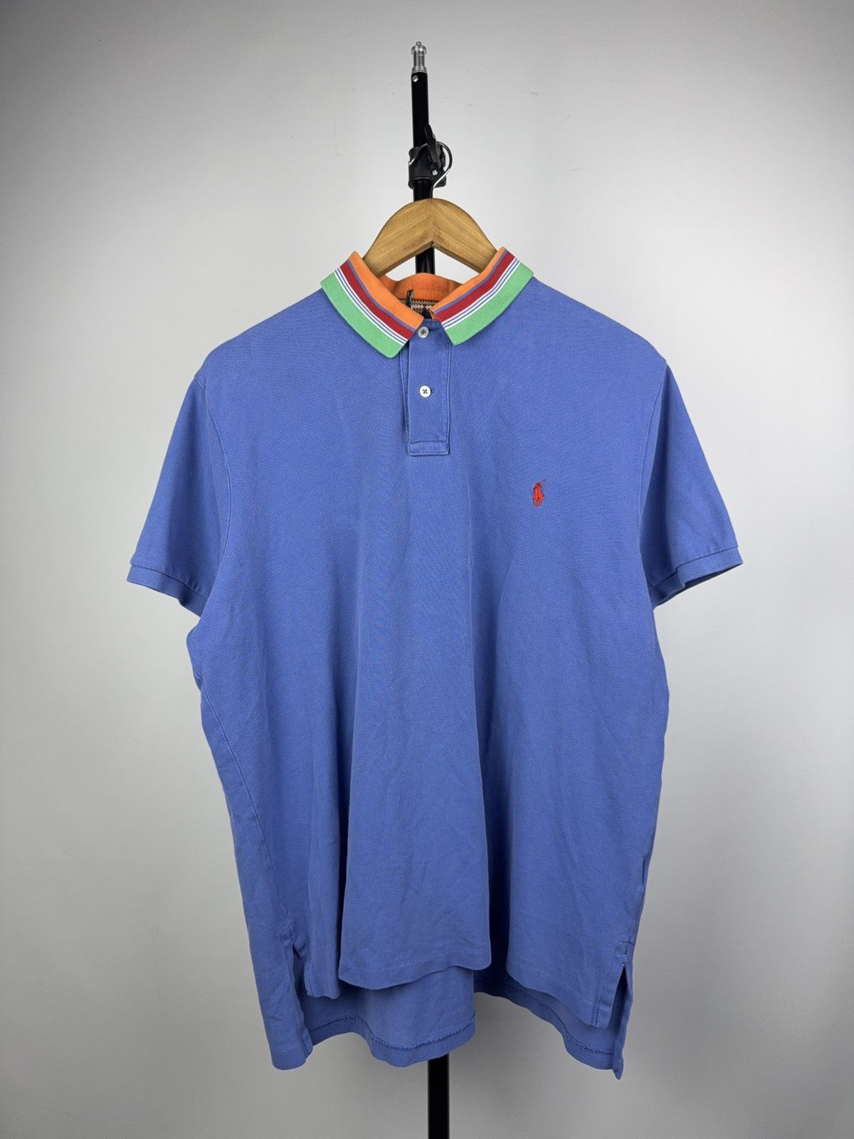 Polo Ralph Lauren Retro Ralph Lauren Multi Stripe Collar Polo Shirt Blue XL Size US XL / EU 56 / 4 - 1 Thumbnail