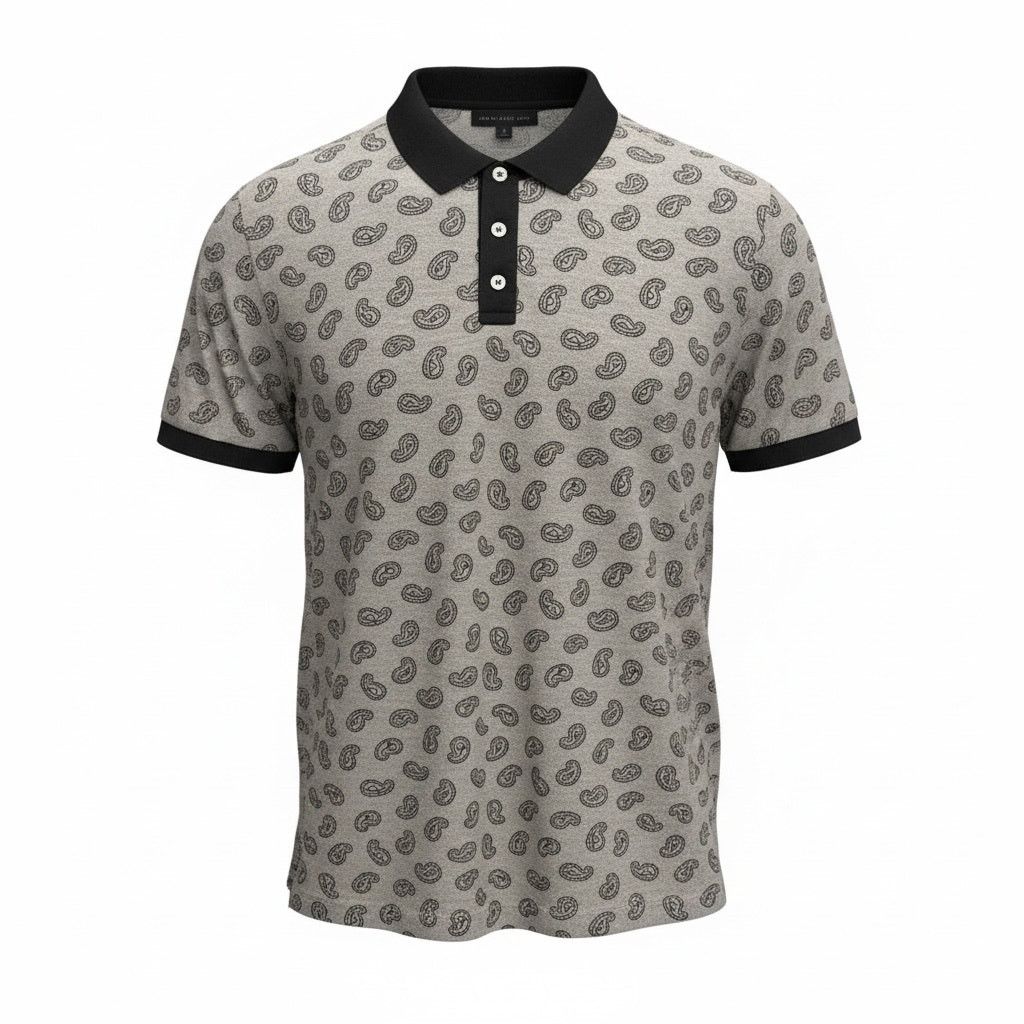 Marc by Marc Jacobs Marc by Marc Jacobs Paisley Gray Polo with Blue Trim Men's L Size US L / EU 52-54 / 3 - 1 Thumbnail