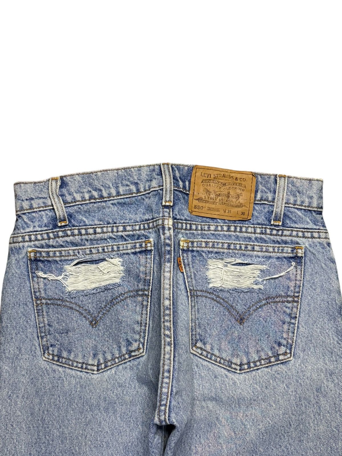 Levi's Vintage 90s Levis 550 Orange Tab Blue Wash Distressed Jeans Size US 30 / EU 46 - 7 Thumbnail