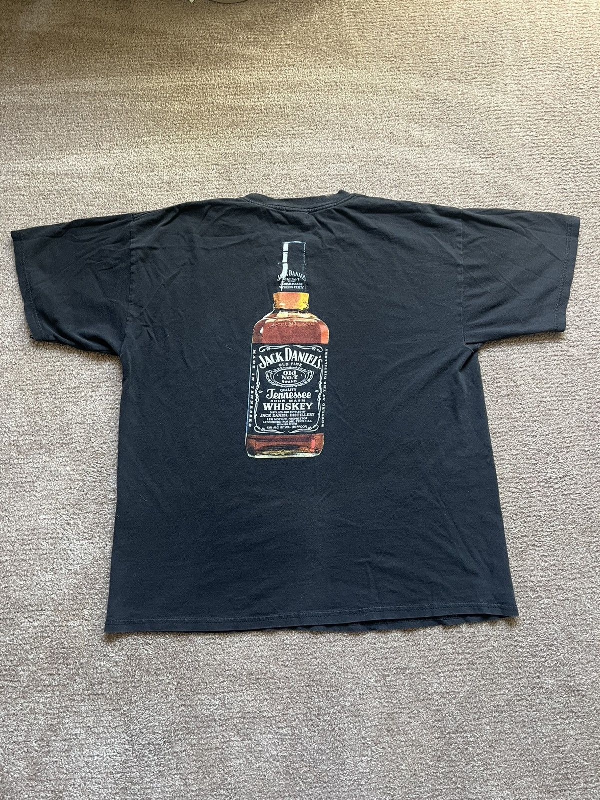 Vintage VTG 00’s / Y2K Jack Daniel’s Whiskey Faded Black Tee Size US XL / EU 56 / 4 - 4 Thumbnail