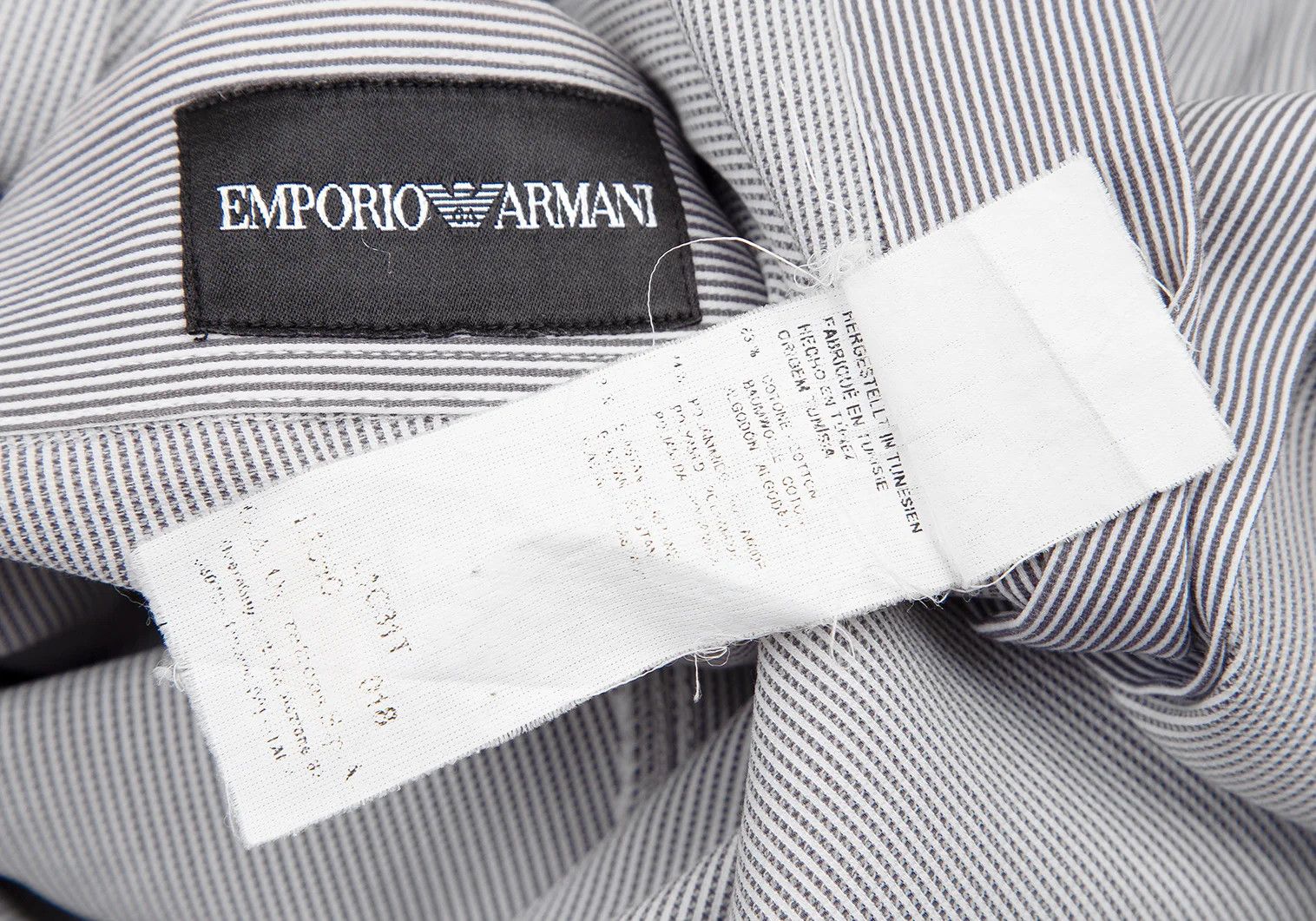 Emporio Armani Striped Shirt in White and Gray, Size 41 Size US M / EU 48-50 / 2 - 13 Thumbnail