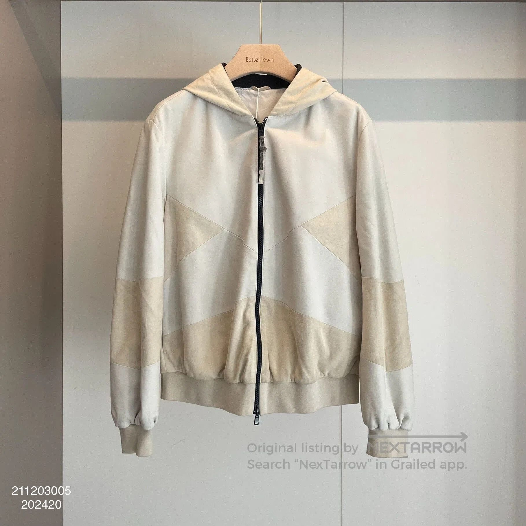 Brunello Cucinelli Brunello Cucinelli Beige Leather Hooded Jacket. Size US XL / EU 56 / 4 - 1 Thumbnail