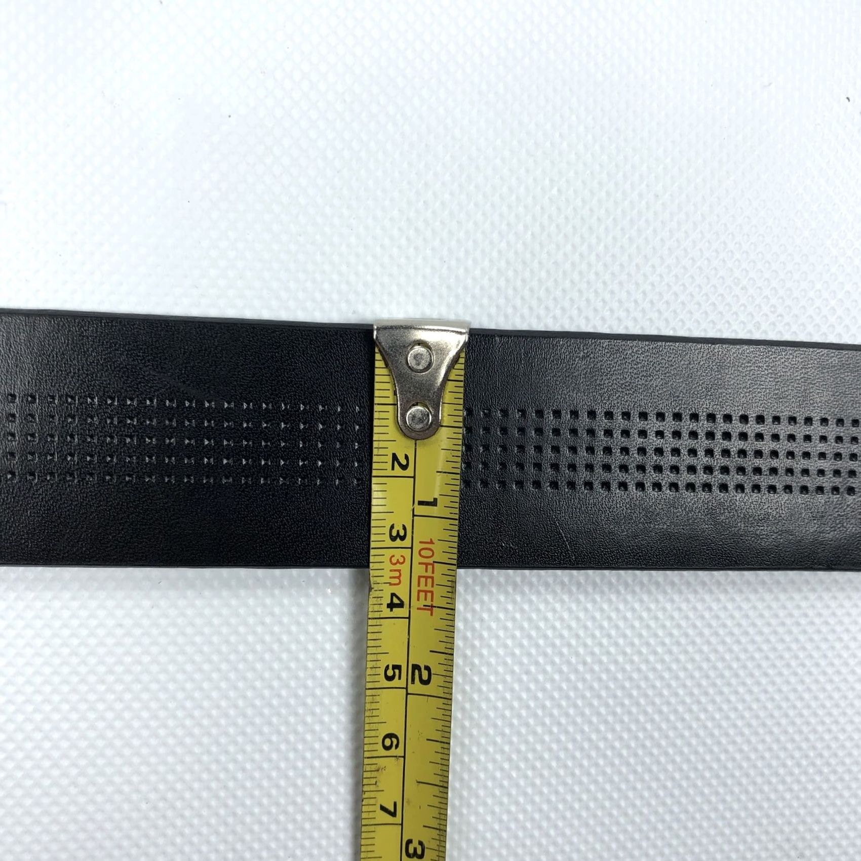 Florsheim Florsheim Belt Reversible Leather Black Brown Silver Buckle Belt Men 32 Perforated Engraved Logo Dress Casual Size 32 - 7 Thumbnail
