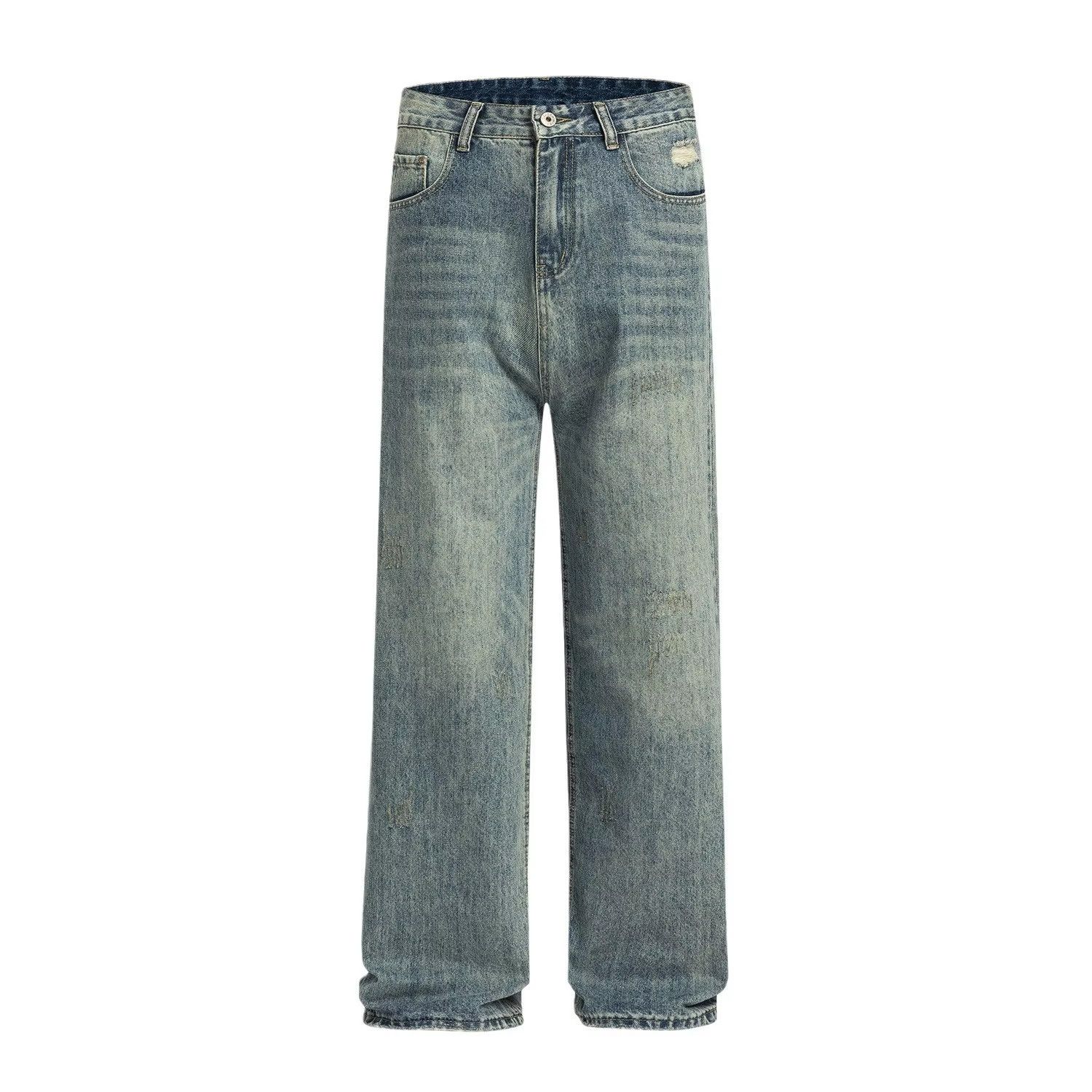 Japanese Brand Men's blue casual loose straight wide-leg jeans Size US 31 - 1 Thumbnail