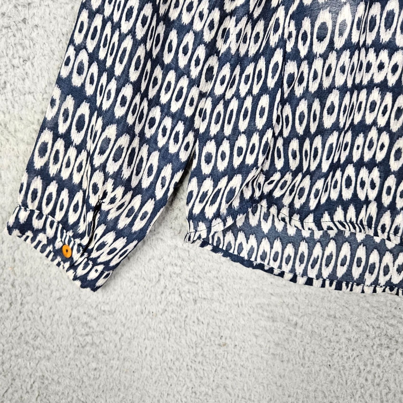 Vintage Acote Women’s blue white pattern Keyhole Casual Bouse Size 1 Size XS / US 0-2 / IT 36-38 - 7 Thumbnail