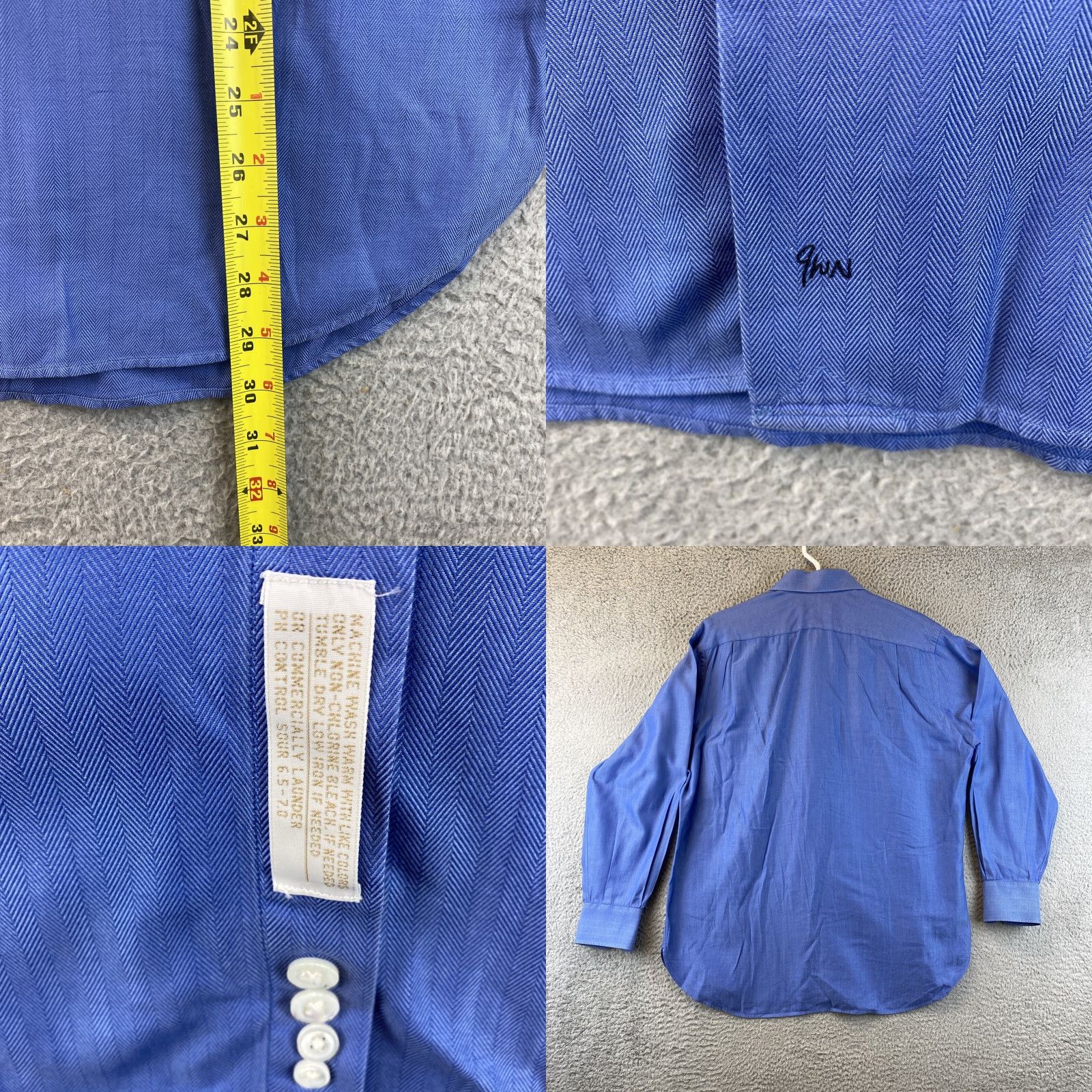 Nordstrom Nordstrom Rack Dress Shirt Mens Size 15.5 / 33 Blue Non-Iron Slim 100% Cotton Button Collar Square Years 39-50 Regular Size 40R - 8 Thumbnail