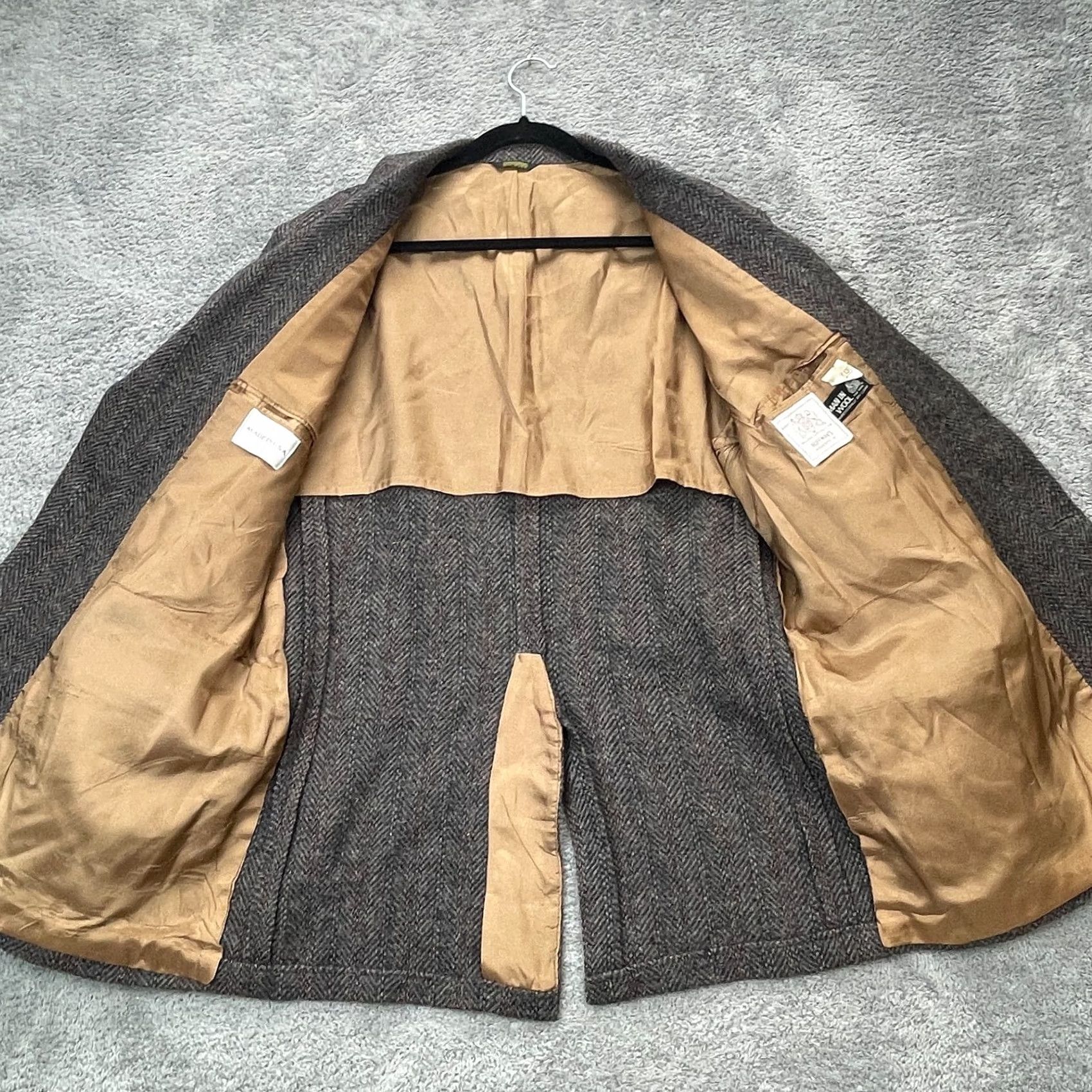 Vintage VINTAGE Huffmans Blazer Jacket Mens XL Gray Tweed Wool Herringbone Coat 90s Made USA Size 46R - 3 Thumbnail