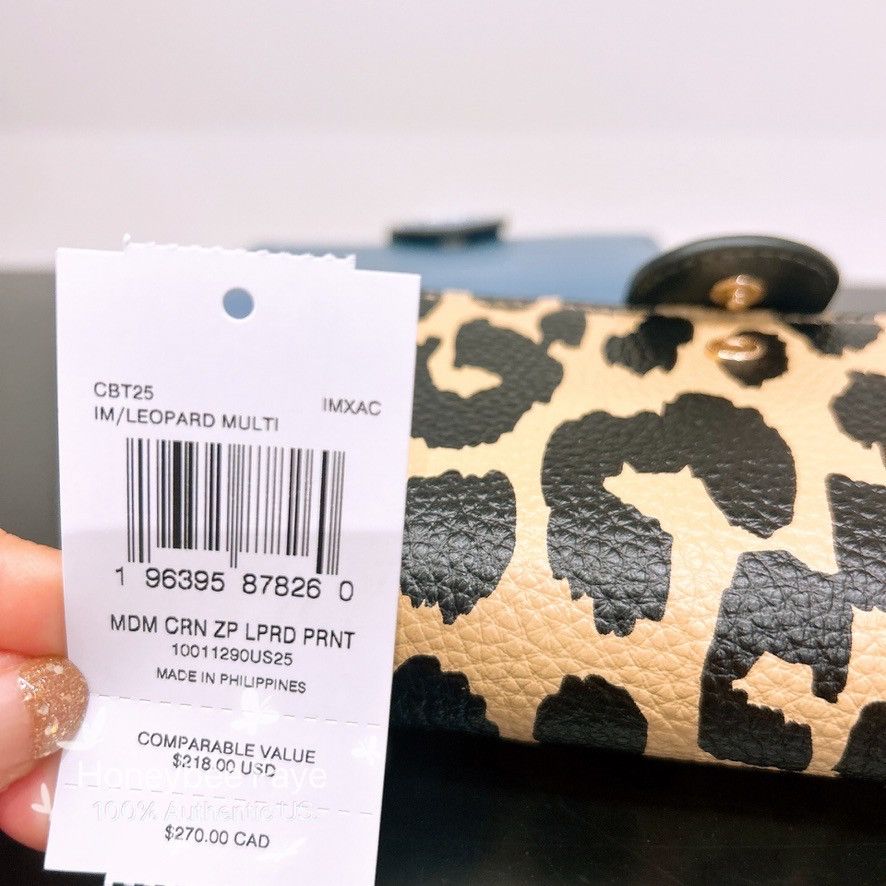Coach Medium Corner Zip Wallet With Leopard Print CBT25 Size ONE SIZE - 5 Thumbnail