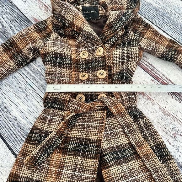 Zara Zara Plaid Wool-Blend Plaid Belted Coat Size XS / US 0-2 / IT 36-38 - 9 Thumbnail