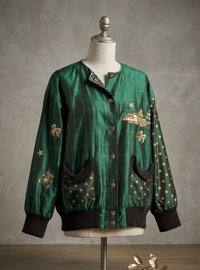 Other Vintage Renate Schuler 100% Silk Embroidered Bomber Jacket Size ONE SIZE - 1 Thumbnail