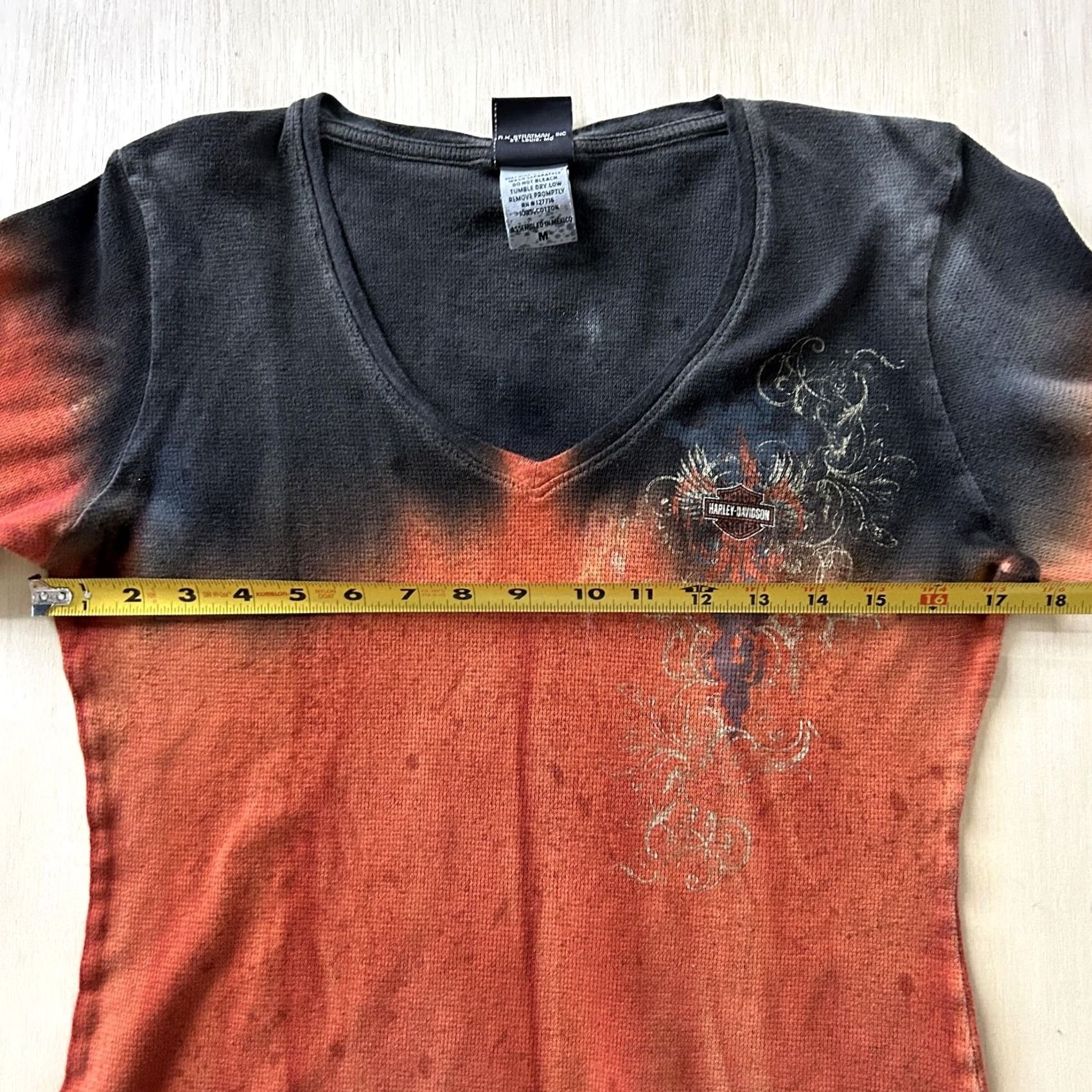 Harley Davidson Harley-Davidson Shirt Womens Medium Orange Black Long Sleeve Ombre Thermal Size M / US 6-8 / IT 42-44 - 7 Thumbnail